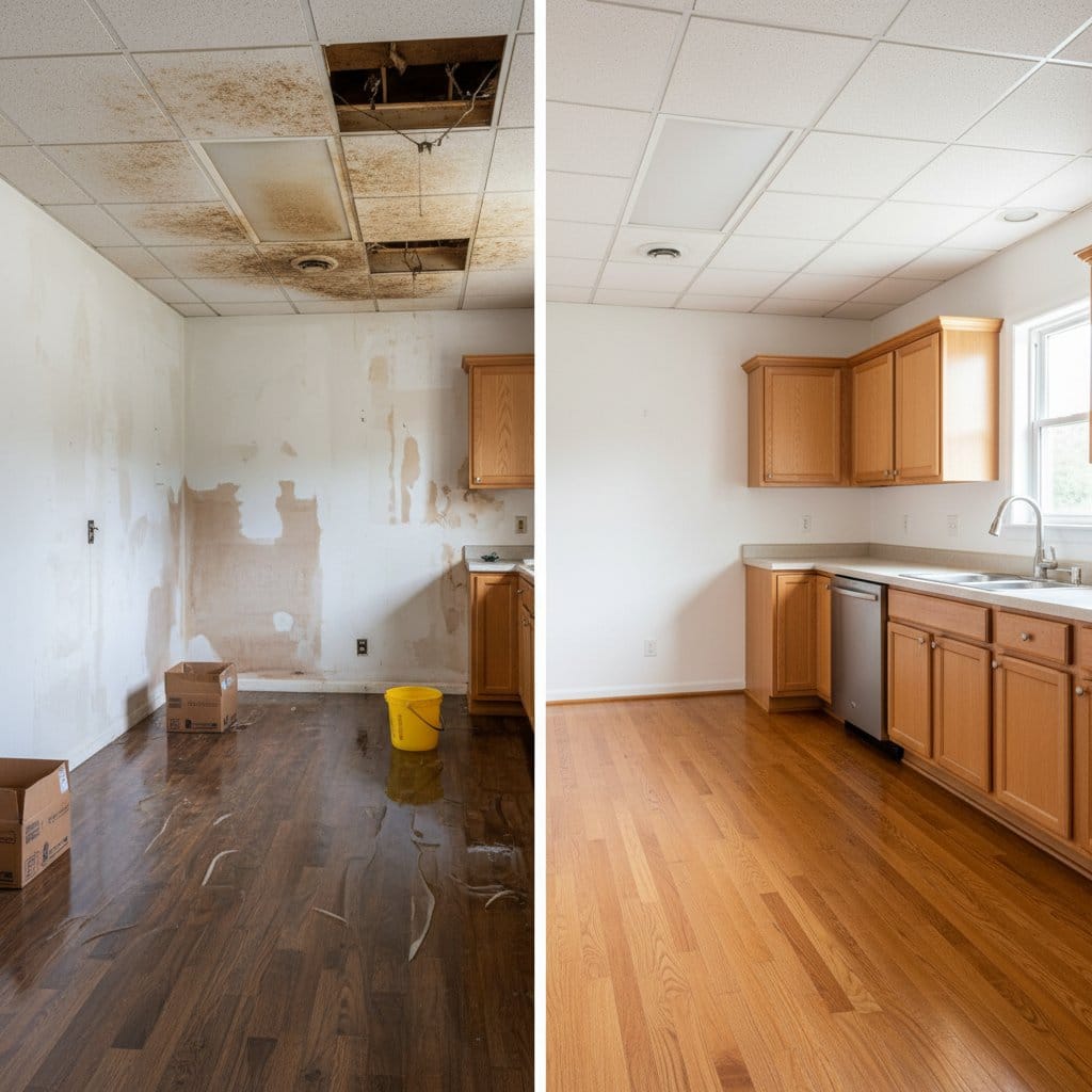 Water Damage Restoration restoration — home kitchen of colonial residence in Tenafly, NJ